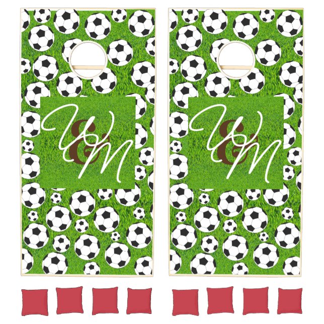 Soccer & Monogram initial Cornhole Set (Set)