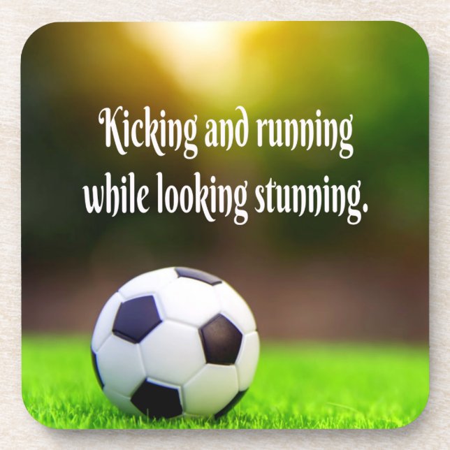 Soccer Motivational Inspirational Green Field Beverage Coaster (Front)