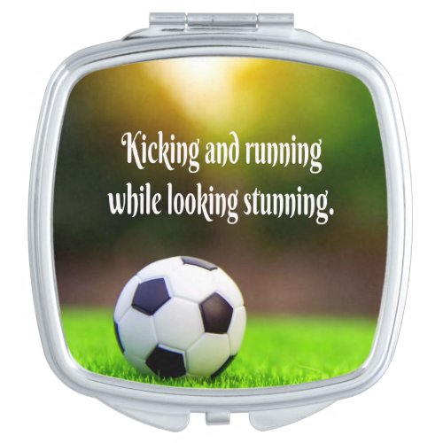 Soccer Motivational Inspirational Green Field Compact Mirror