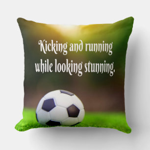 Soccer Motivational Inspirational Green Field Throw Pillow