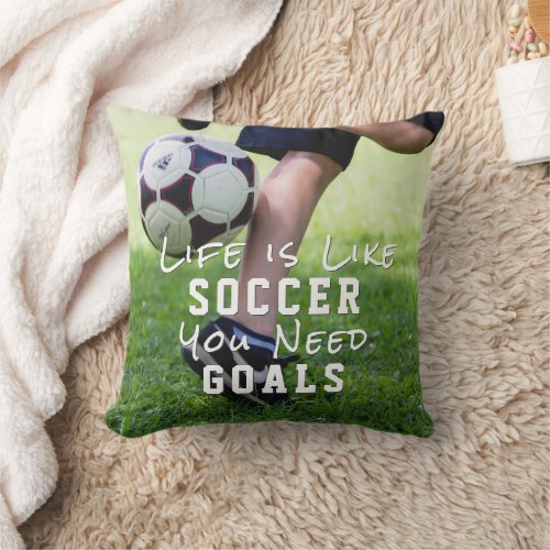 Soccer Motivational Quote 2 Photos Throw Pillow