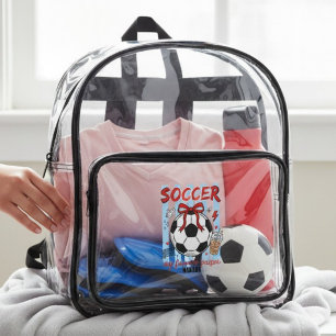 Soccer My Favorite Season Personalized Name Clear Backpack