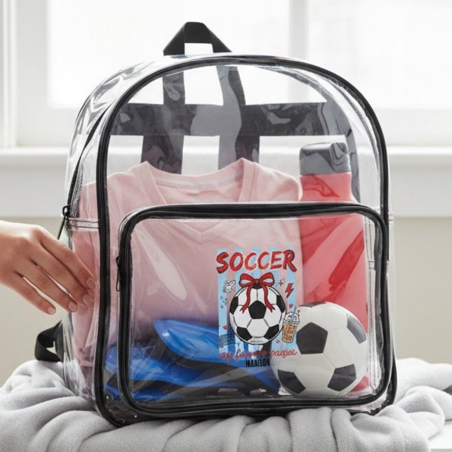 Soccer My Favorite Season Personalized Name Clear Backpack (Creator Uploaded)