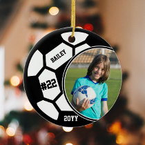 Soccer Name Jersey Number Photo Keepsake Ceramic Ornament