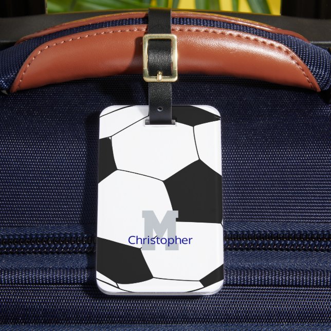 Soccer Name & Monogram Luggage Tag (Front Insitu 2)