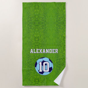 Soccer Name & Number Beach Towel