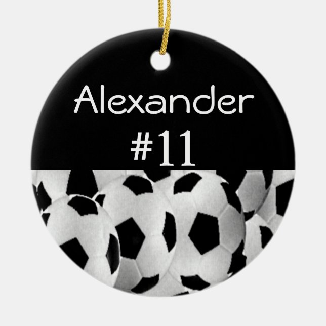 Soccer Name Number Ceramic Ornament (Front)