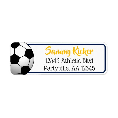 Soccer Navy  Gold Address Label