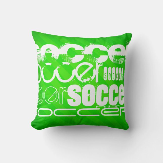 Soccer; Neon Green Stripes Throw Pillow (Front)