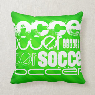 Soccer; Neon Green Stripes Throw Pillow