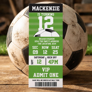 Soccer Novelty Birthday Personalized Ticket Invite