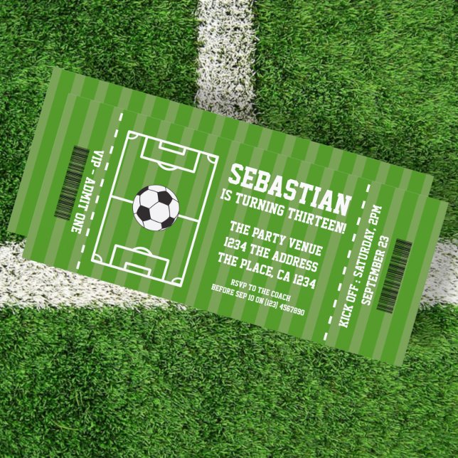 Soccer Novelty Ticket Personalized Invitation