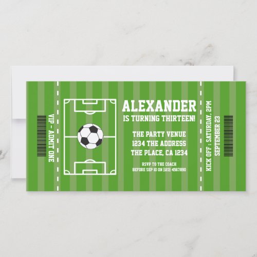 Soccer Novelty Ticket Personalized Sport Card