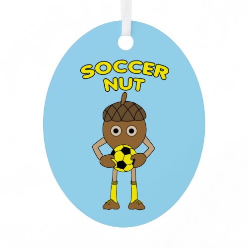 Soccer Nut Text Metal Ornament
