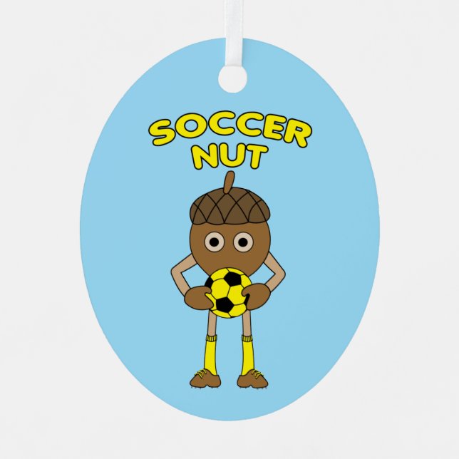 Soccer Nut Text Metal Ornament (Front)