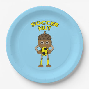 Soccer Nut Text Paper Plates