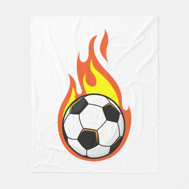 Soccer on Fire Fleece Blanket (Front)