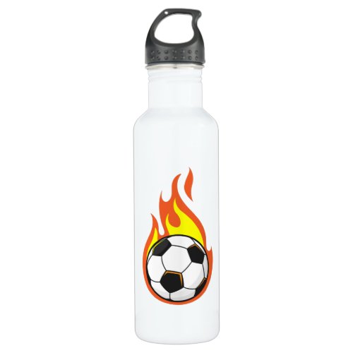 Soccer on Fire Stainless Steel Water Bottle