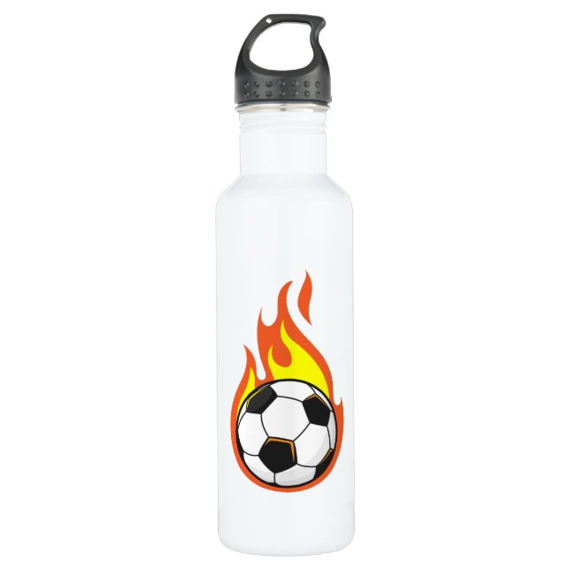 Soccer on Fire Stainless Steel Water Bottle (Front)