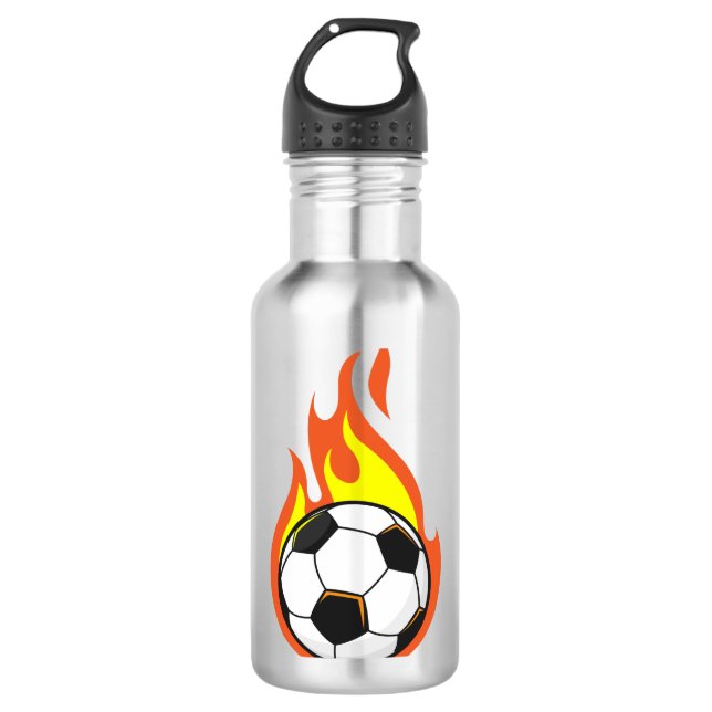 Soccer on Fire Stainless Steel Water Bottle (Front)