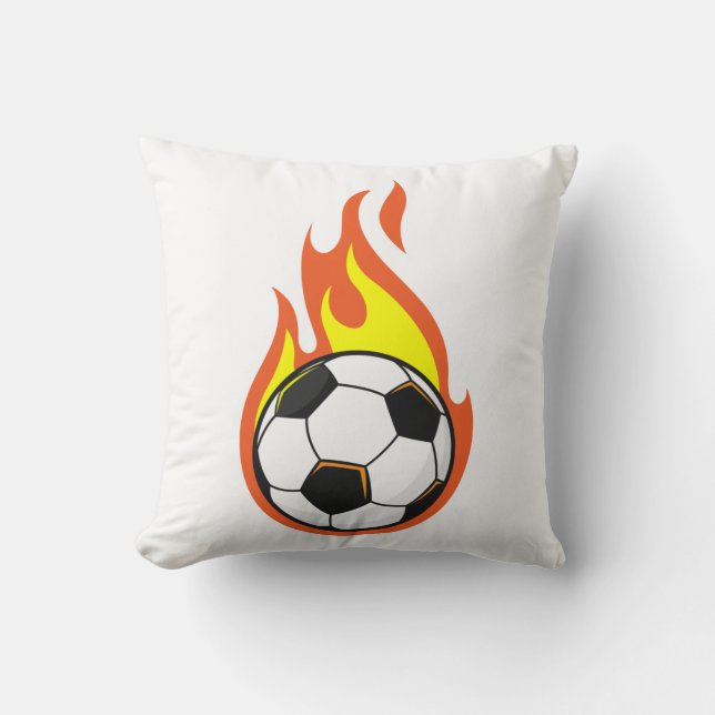 Soccer on Fire Throw Pillow (Front)