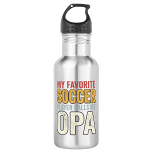Soccer Opa Vintage Typography Shirt Design_1 Stainless Steel Water Bottle