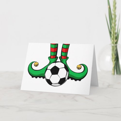 Soccer or Football Christmas Elf Feet Holiday Card