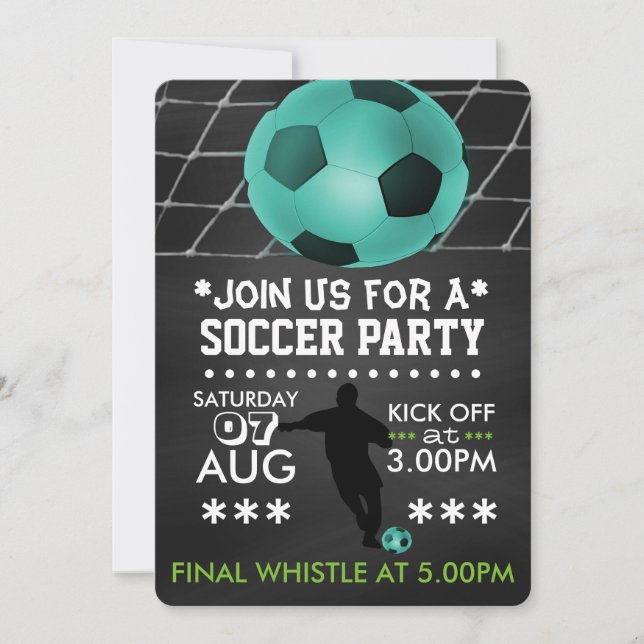 Soccer or Football Party Chalkboard Invitation (Front)