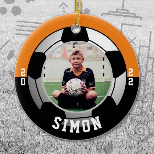 Soccer Orange Black Team Colors Ceramic Ornament