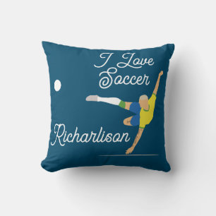 Soccer Overhead Kick Brazil T-Shirt Throw Pillow