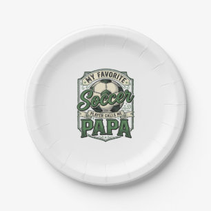 Soccer Papa Vintage Engraving Shirt Design_1 Paper Plates