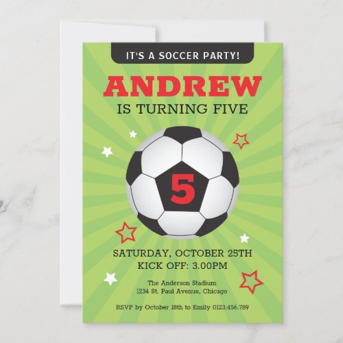 Soccer Party Birthday Invitation