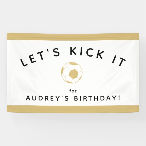 Soccer Party Custom Sign Gold and White