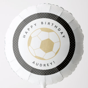 Soccer Party Decor Custom Name in Gold and Black Balloon