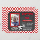 Soccer Party Foot ball Footy Birthday Photo Invite (Front/Back)