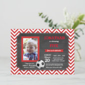 Soccer Party Foot ball Footy Birthday Photo Invite (Standing Front)