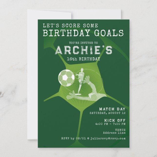 Soccer Party Game Day Pitch Any Age Sport Birthday Invitation (Front)