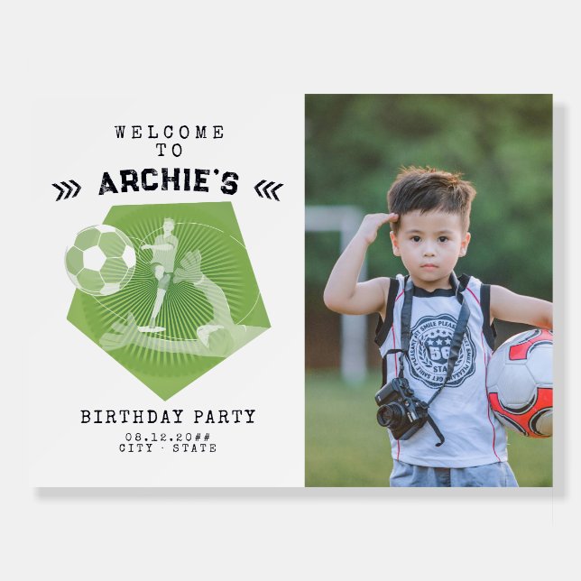 Soccer Party Game Day Pitch Birthday Photo Welcome Foam Board (Front)