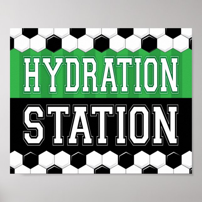 Soccer Party HYDRATION STATION Sign Print (Front)