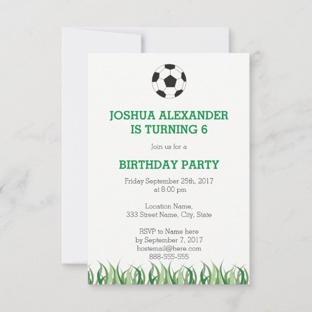 Soccer Party Invitation (Front)