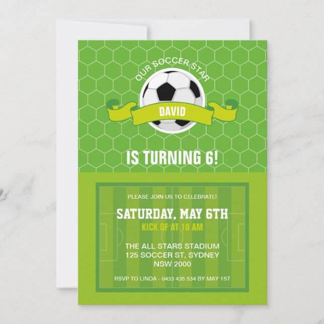 Soccer Party Invitation (Front)