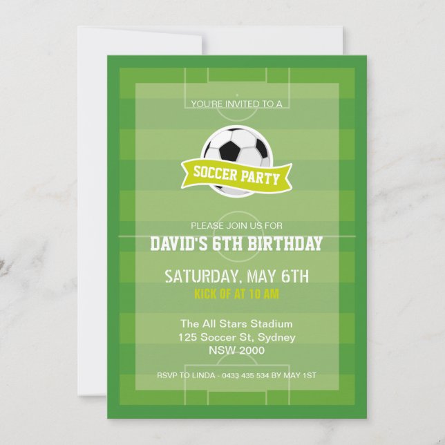 Soccer Party Invitation (Front)