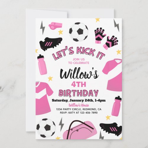 Soccer Party Invitation  Girl Soccer Invitations