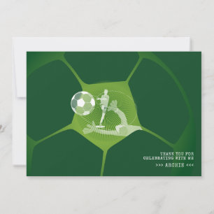 Soccer Party Sport Game Day Pitch Any Age Birthday Thank You Card