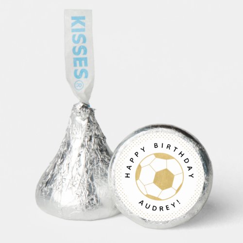 Soccer Party Sports Custom  in Gold and White Hersheys Kisses