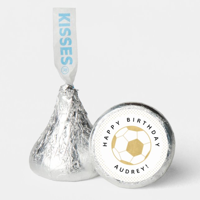Soccer Party Sports Custom  in Gold and White Hershey®'s Kisses® (Front)