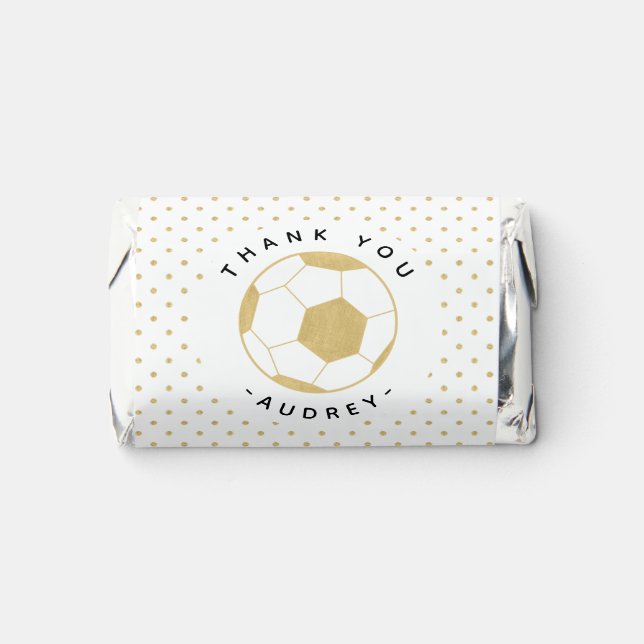 Soccer Party Sports Custom  in Gold and White Hershey's Miniatures (Front)