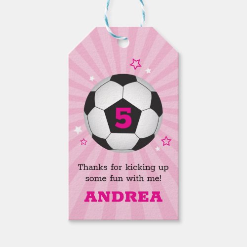 Soccer Party Thank You Favor Tags Pink