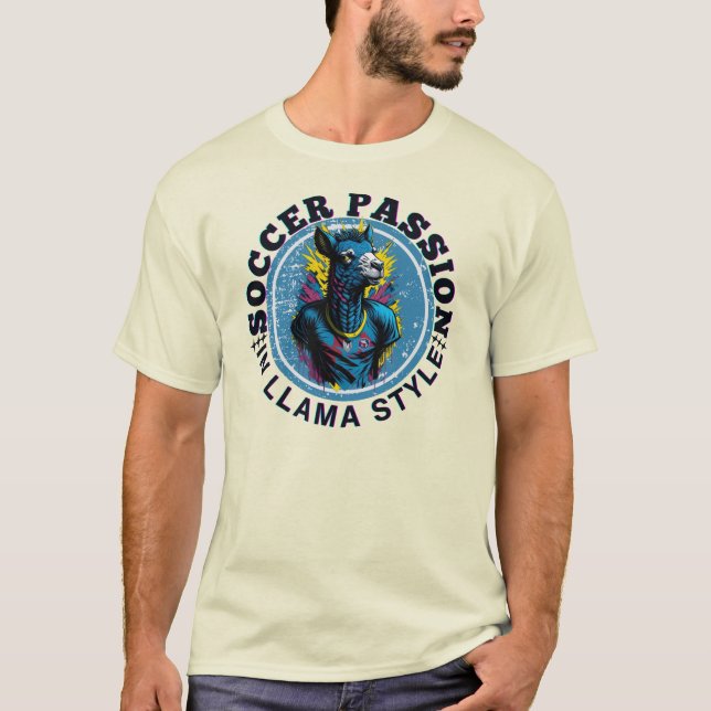 Soccer Passion in Llama Style, Soccer T-Shirt (Front)