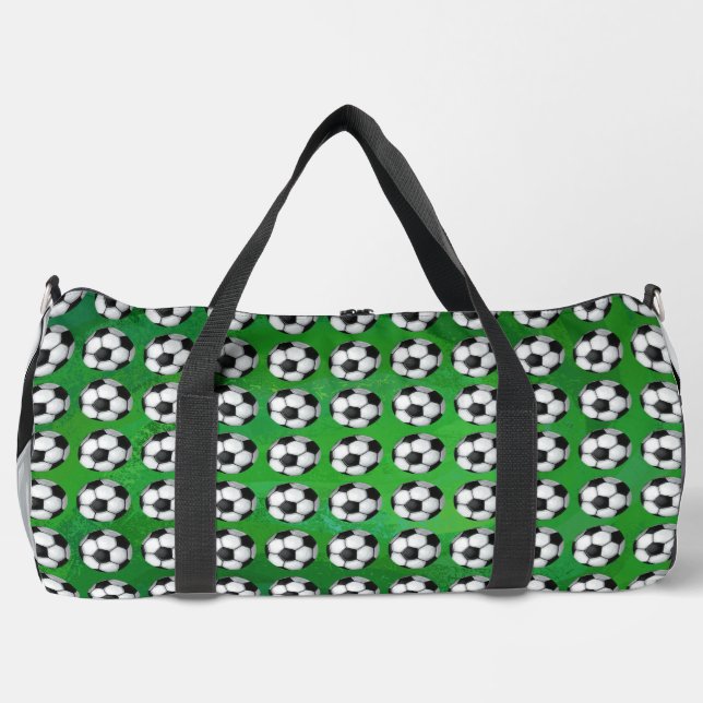 Soccer Pattern on Green Duffle Bag (Front)